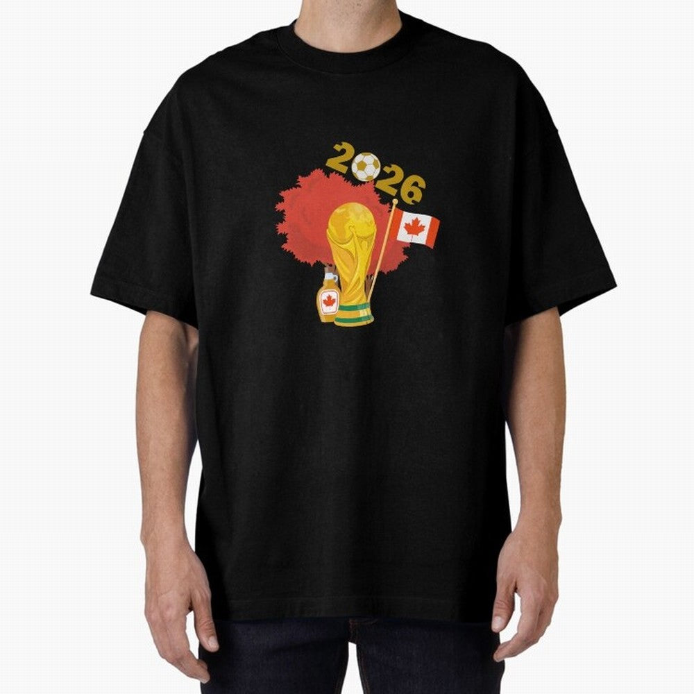 Canada 2026 Football Championship Golden Oversized T-Shirt Keep the Legacy of FIFA World Cup 2026 with Haaland and Mbappe, Brazil, Portugal and Argentina Energy, Goal Celebration Energy, Supporter Heritage, Football Icons and Worldwide Tournament