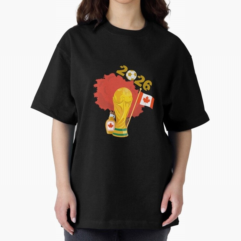 Canada 2026 Football Championship Golden Oversized T-Shirt Keep the Legacy of FIFA World Cup 2026 with Haaland and Mbappe, Brazil, Portugal and Argentina Energy, Goal Celebration Energy, Supporter Heritage, Football Icons and Worldwide Tournament