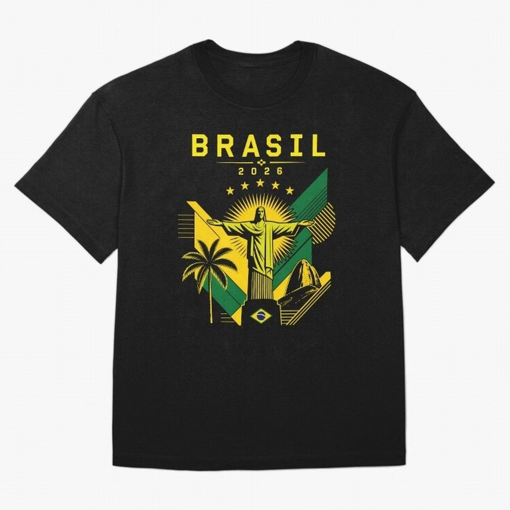 Brasil 2026 Christ the Redeemer Rio Oversized T-Shirt Celebrate Supporters United by FIFA World Cup 2026 Group Stage Filled with CR7 and Messi, Spain and Netherlands Energy, Football Festival Excitement, Trophy Ambitions, Country Rivalries and Star