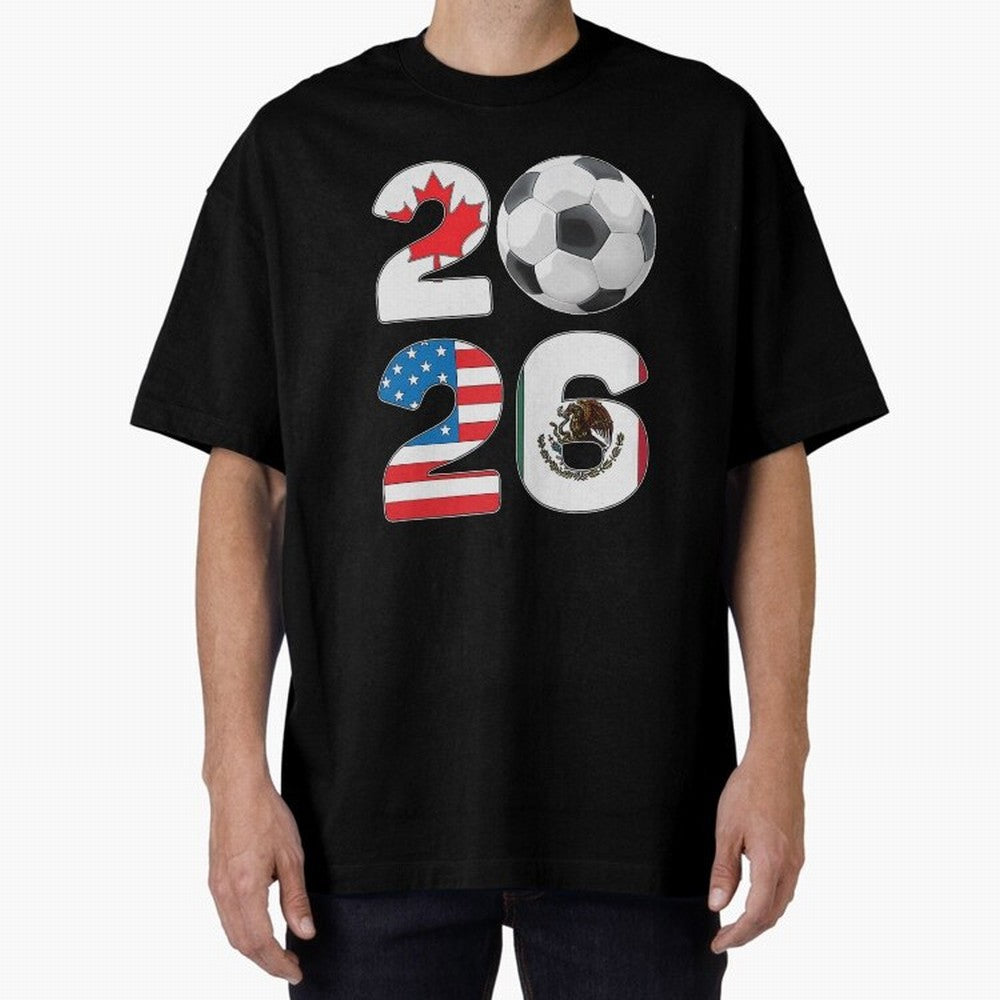 2026 North America Football Massive Event Soccer Ball Oversized T-Shirt Make Every Kick Count in Global Football Passion for FIFA World Cup 2026 Group Stage, Made for CR7, Portugal, Spain and Germany, Fan Favorite Moments, National Team Passion,