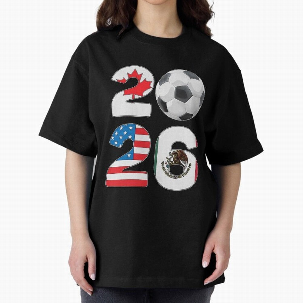 2026 North America Football Massive Event Soccer Ball Oversized T-Shirt Make Every Kick Count in Global Football Passion for FIFA World Cup 2026 Group Stage, Made for CR7, Portugal, Spain and Germany, Fan Favorite Moments, National Team Passion,