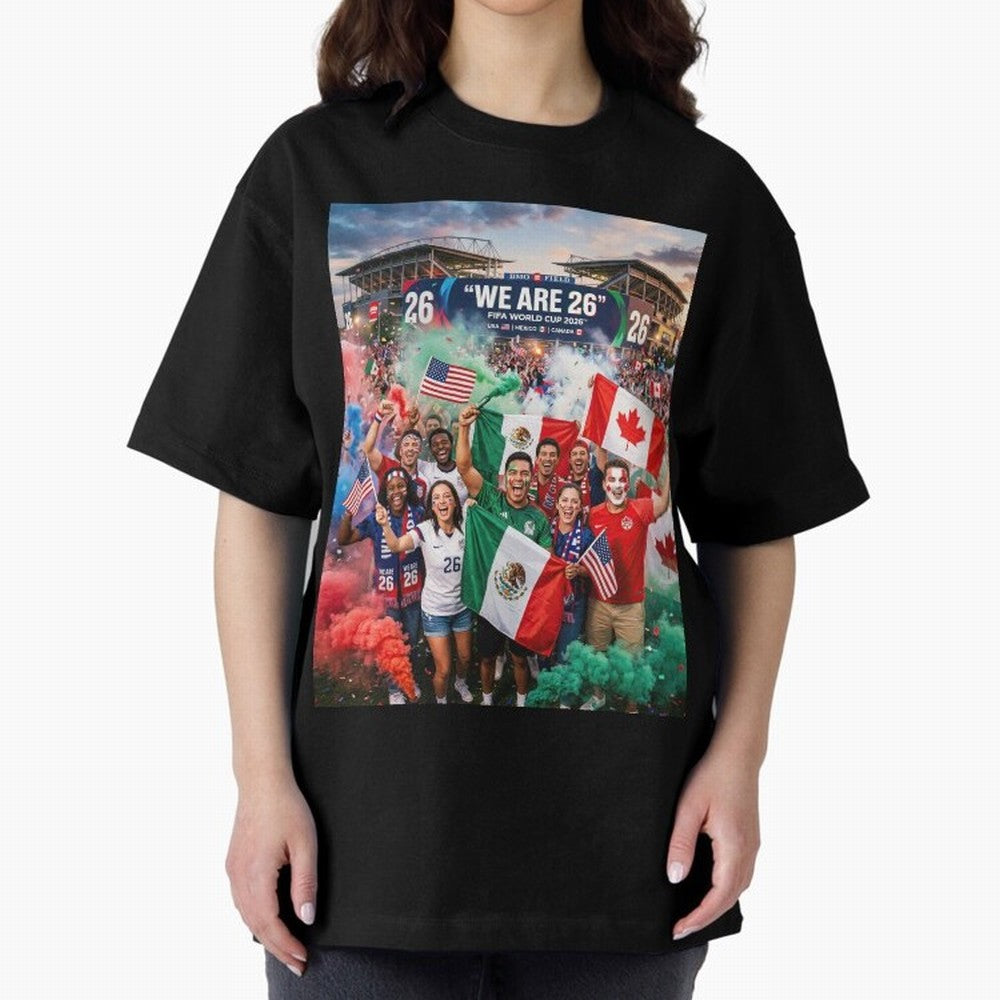 2026 World Cup Fans Celebrate Oversized T-Shirt Relive Legendary Nights from FIFA World Cup 2026 USA Canada Mexico for Fans of Neymar and Argentina, France and Brazil, Bringing Sports Nostalgia, International Competition, Famous Players and