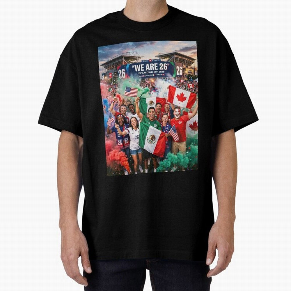 2026 World Cup Fans Celebrate Oversized T-Shirt Relive Legendary Nights from FIFA World Cup 2026 USA Canada Mexico for Fans of Neymar and Argentina, France and Brazil, Bringing Sports Nostalgia, International Competition, Famous Players and
