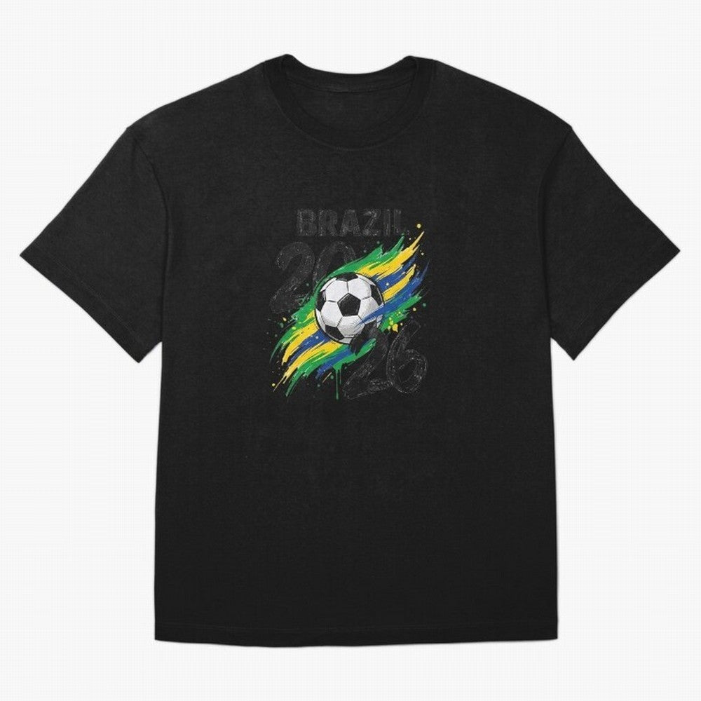 Brazil Soccer 2026 Fan Shirt ¨C Brazil Football Supporter Oversized T-Shirt Celebrate Unforgettable Nights in Global Football Passion for FIFA World Cup 2026 USA Canada Mexico, with CR7, Spain and Netherlands, Football Festival Excitement, Trophy