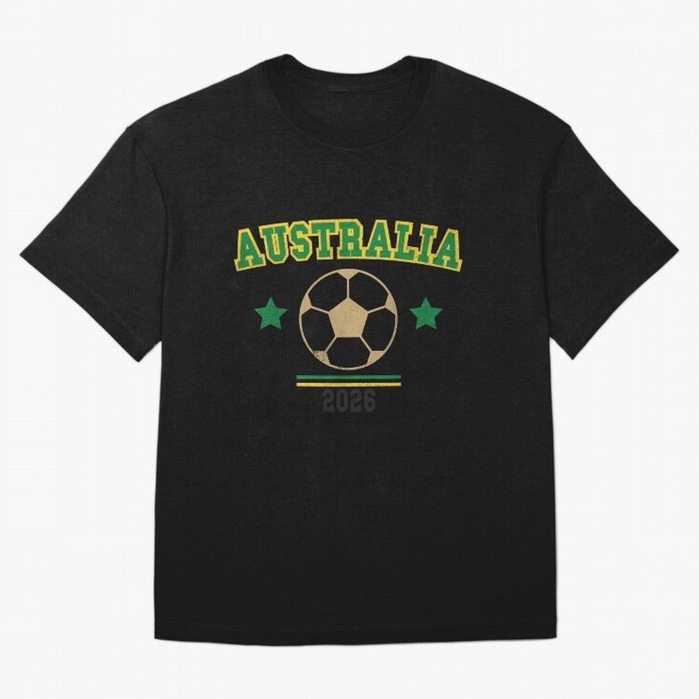 Australia 2026 ¡ª Vintage Soccer Tee Oversized T-Shirt Show Passion for the Stars of FIFA World Cup 2026 Group Stage Driven by Messi, Portugal, Spain and Germany Energy, Classic Soccer Heritage, Championship Pressure, Fan Loyalty and International