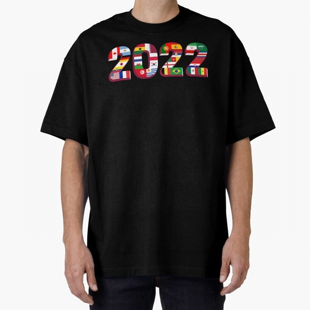 All the 32 Teams that Played in 2022 in Qatar for Football Fans Oversized T-Shirt Make Your Look Match FIFA World Cup 2026 USA Canada Mexico with Messi, CR7 and Mbappe, France Energy, Goal Celebration Energy, Supporter Heritage, Football Icons and