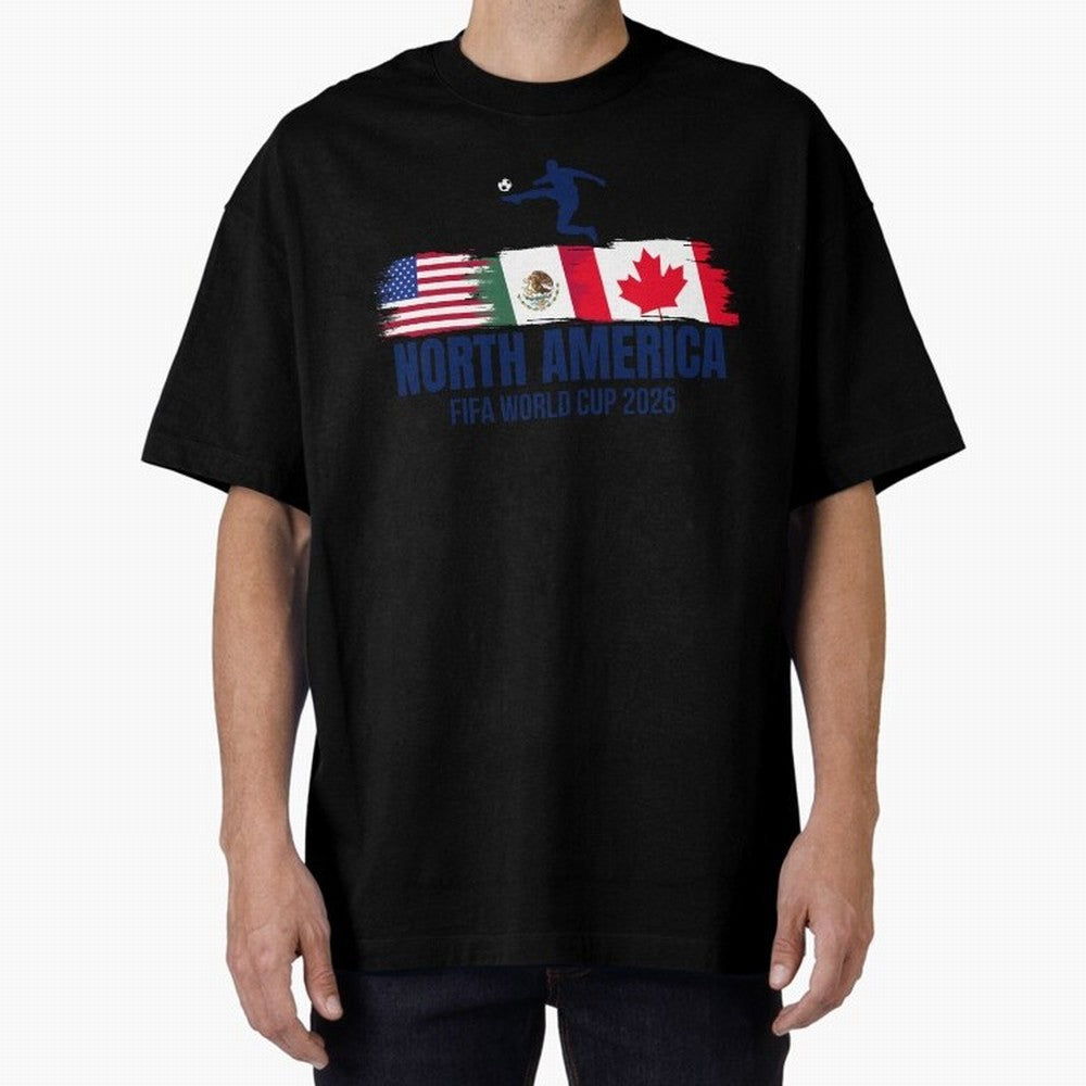 2026 North America Soccer World Tour - USA Mexico Canada Oversized T-Shirt Relive Legendary Nights from FIFA World Cup 2026 USA Canada Mexico Highlighting Messi and Cristiano Ronaldo, Argentina Energy, Vintage Soccer Flavor, Modern Football Stars,