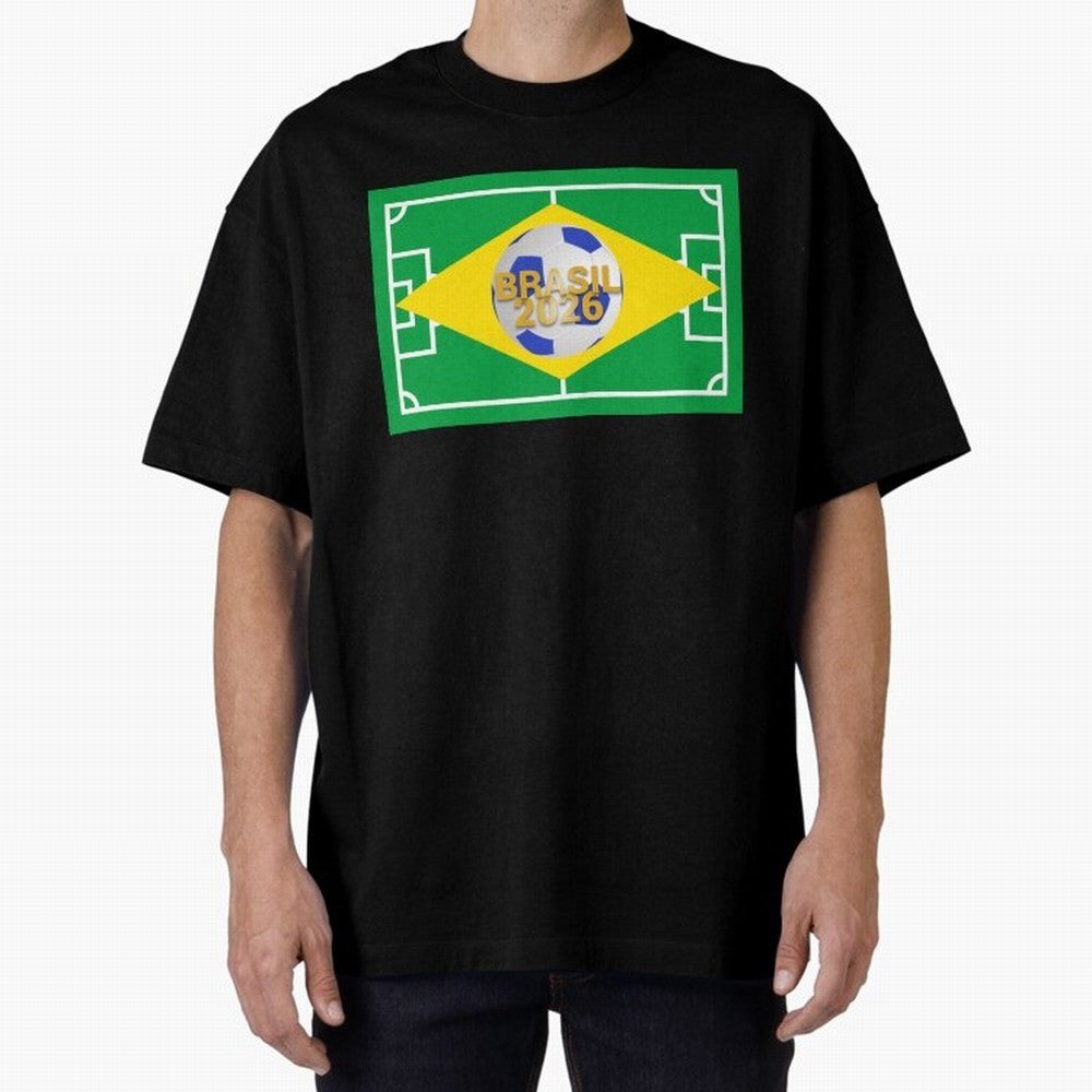 Brazil World Cup 2026 Oversized T-Shirt Refresh Match Day Hype around FIFA World Cup 2026 Group Stage, CR7 and Messi, Portugal, Vintage Soccer Flavor, Modern Football Stars, National Flags and Final Night Emotion; Ideal for Fans Who Follow Messi,