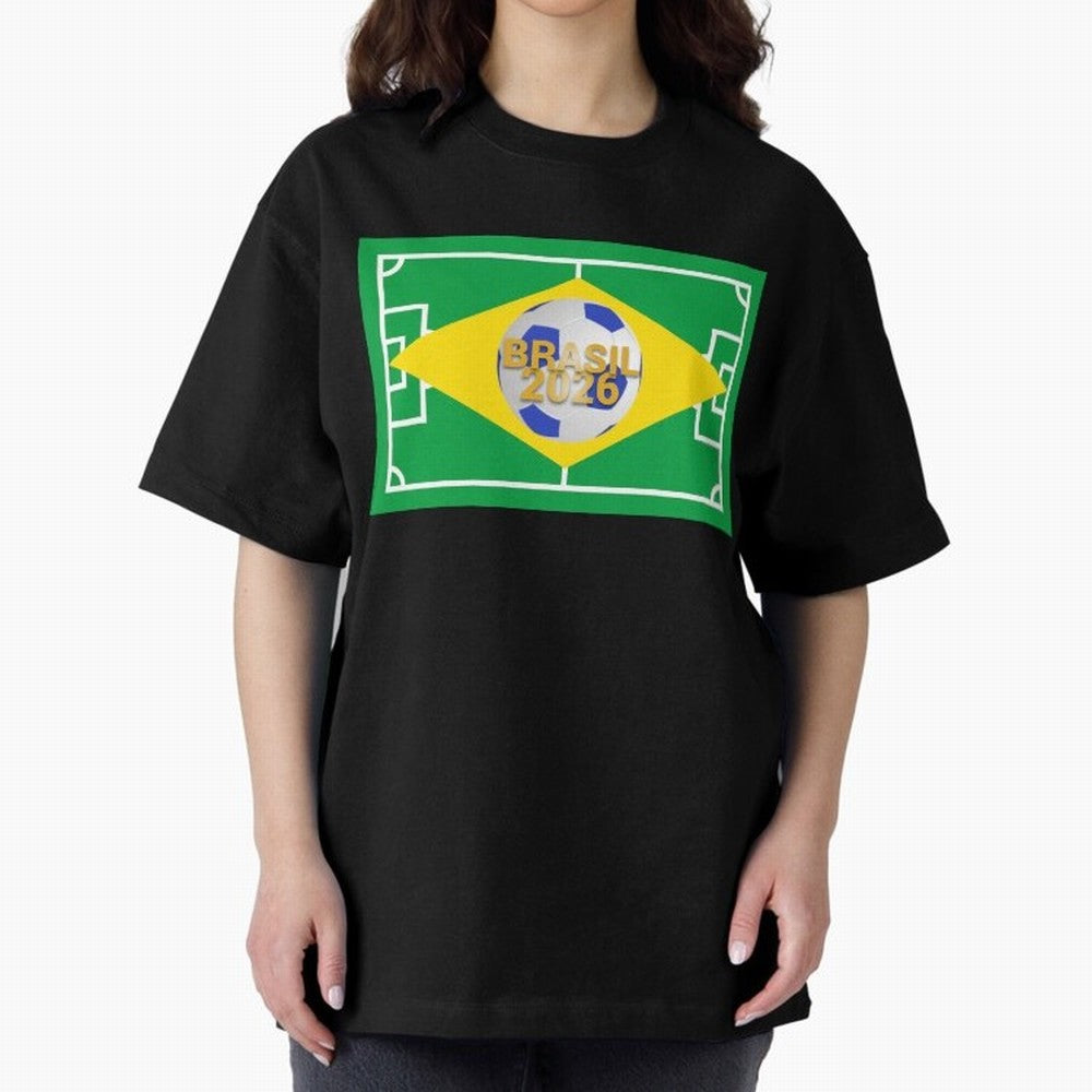 Brazil World Cup 2026 Oversized T-Shirt Refresh Match Day Hype around FIFA World Cup 2026 Group Stage, CR7 and Messi, Portugal, Vintage Soccer Flavor, Modern Football Stars, National Flags and Final Night Emotion; Ideal for Fans Who Follow Messi,