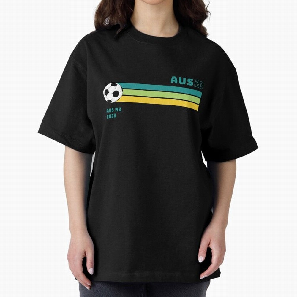 Australian Womens World Cup 2023 Oversized T-Shirt Represent the FIFA World Cup 2026 Journey through Messi and Cristiano Ronaldo Highlights, England, France and Netherlands Pride, Global Supporter Spirit, Legendary Goals, National Colors and