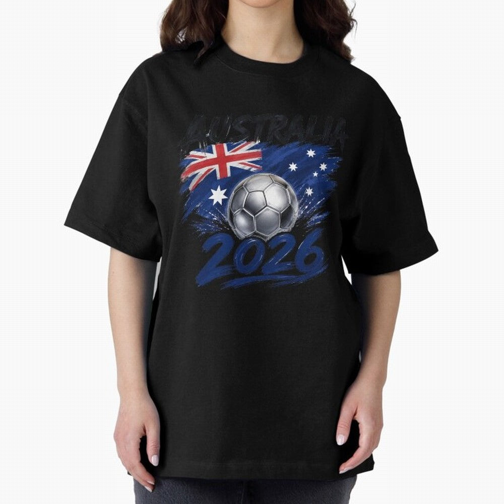 Australia Soccer 2026: Grunge Flag & Football Pride Oversized T-Shirt Spotlight FIFA World Cup 2026 Group Stage Connected to Neymar, England and Germany Energy, Goal Celebration Energy, Supporter Heritage, Football Icons and Worldwide Tournament