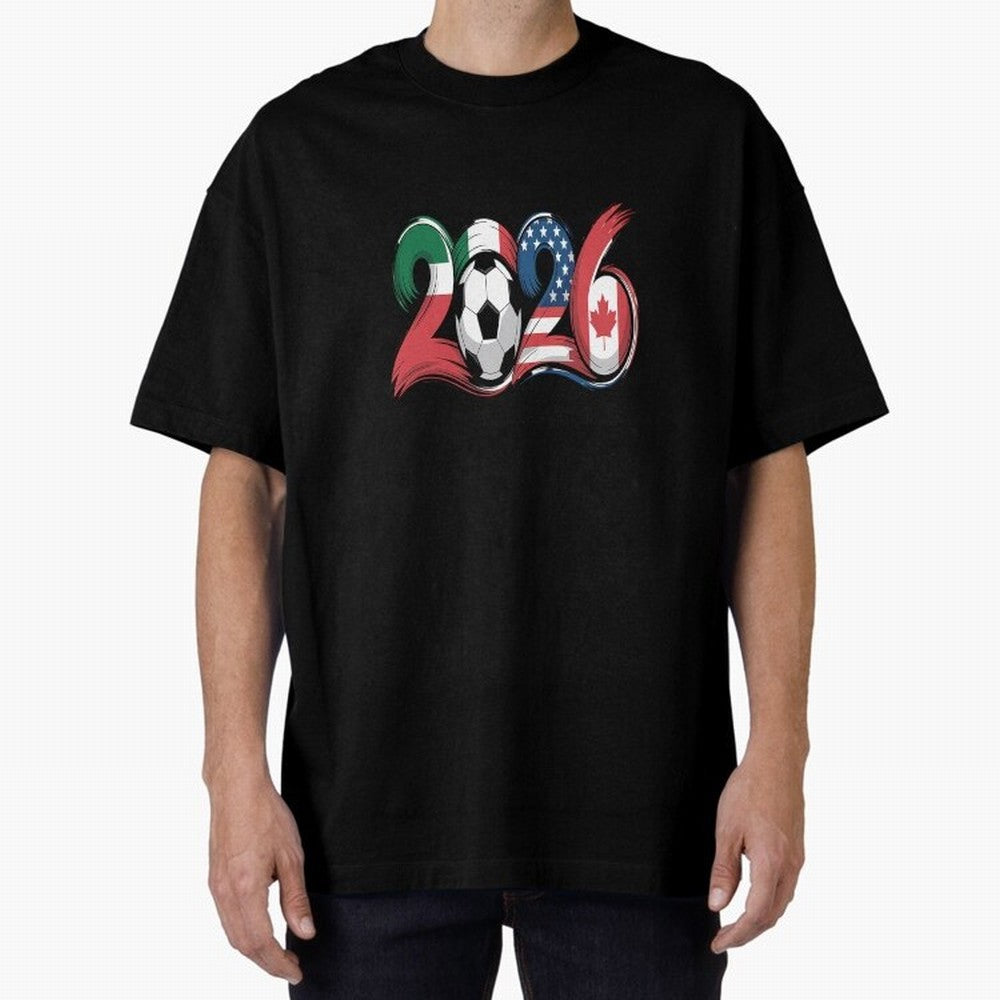 2026 Soccer Play Game Year Players Oversized T-Shirt Elevate the FIFA World Cup 2026 Group Stage Journey through Messi, Neymar and Mbappe Highlights, England Pride, Retro Football Energy, Iconic Rivalries, Trophy Chase Drama and Stadium Atmosphere;