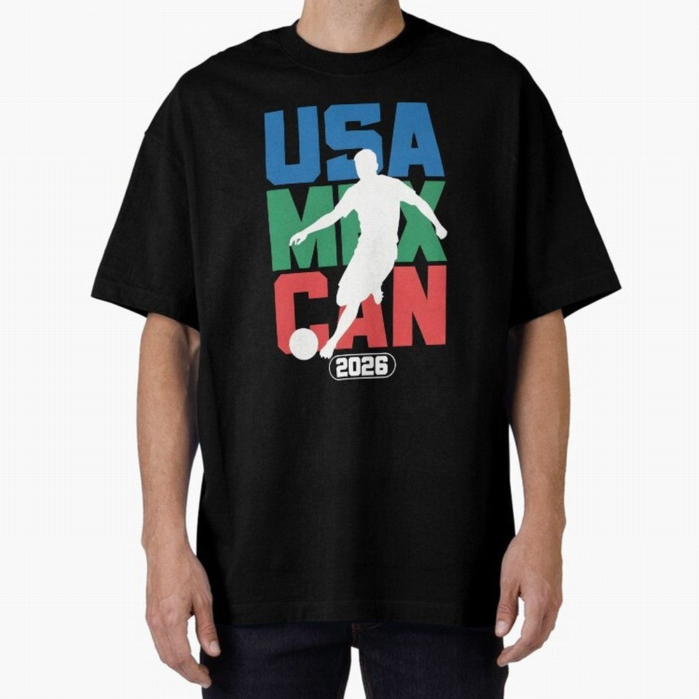 2026 World Cup USA, CAN, MEX Oversized T-Shirt Show Your Stadium Side during FIFA World Cup 2026 USA Canada Mexico Spirit, Filled with France and Portugal, Neymar, Haaland and Cristiano Ronaldo, Classic Soccer Heritage, Championship Pressure, Fan