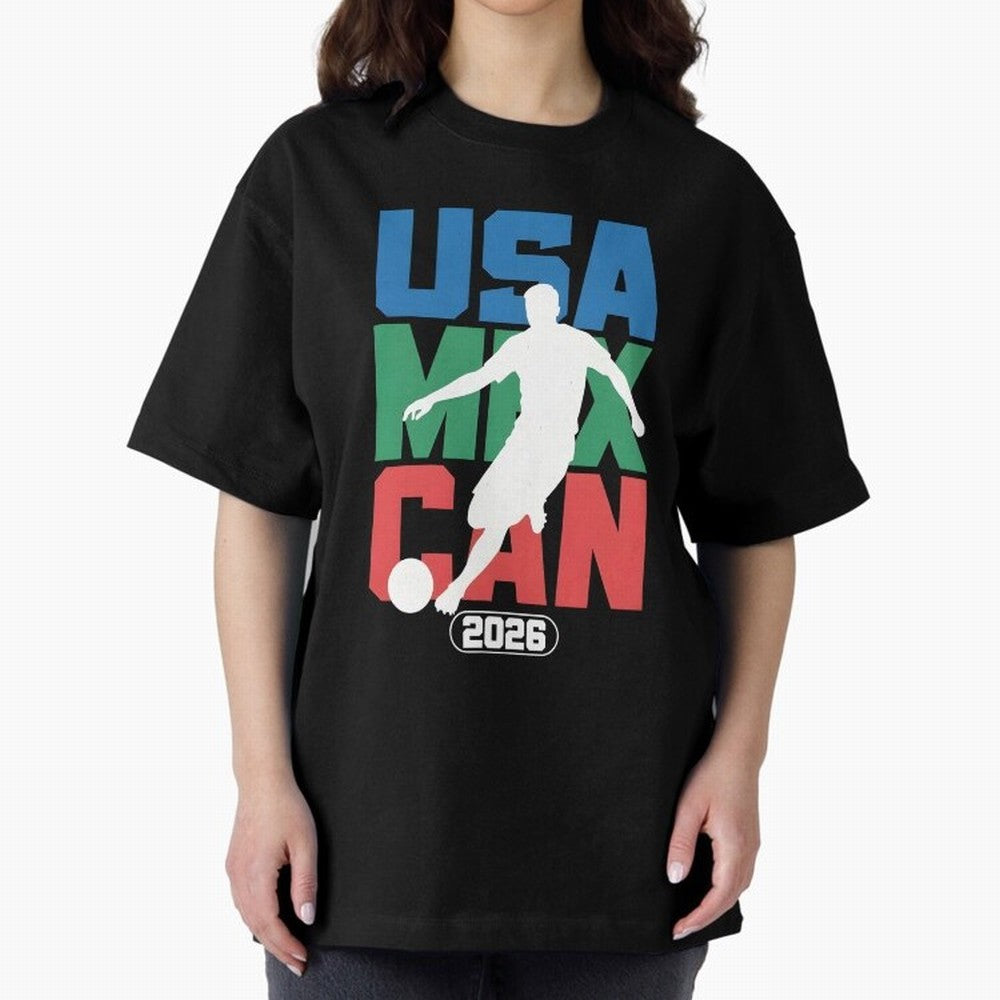 2026 World Cup USA, CAN, MEX Oversized T-Shirt Show Your Stadium Side during FIFA World Cup 2026 USA Canada Mexico Spirit, Filled with France and Portugal, Neymar, Haaland and Cristiano Ronaldo, Classic Soccer Heritage, Championship Pressure, Fan