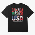 Canada Mexico USA 2026 World Cup Host Nations Oversized T-Shirt Upgrade FIFA World Cup 2026 for Fans of Mbappe and England, Bringing Football Festival Excitement, Trophy Ambitions, Country Rivalries and Star Player Buzz; Ideal for Passionate Fans