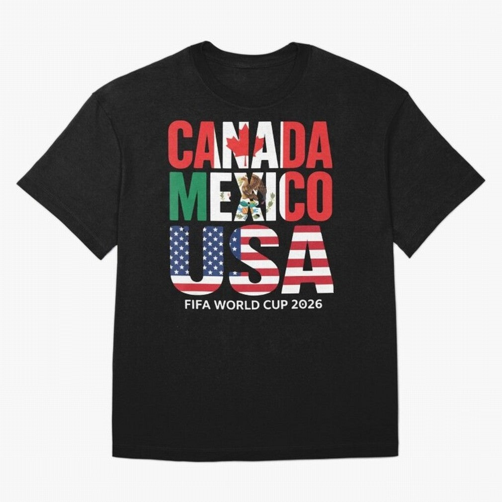Canada Mexico USA 2026 World Cup Host Nations Oversized T-Shirt Upgrade FIFA World Cup 2026 for Fans of Mbappe and England, Bringing Football Festival Excitement, Trophy Ambitions, Country Rivalries and Star Player Buzz; Ideal for Passionate Fans