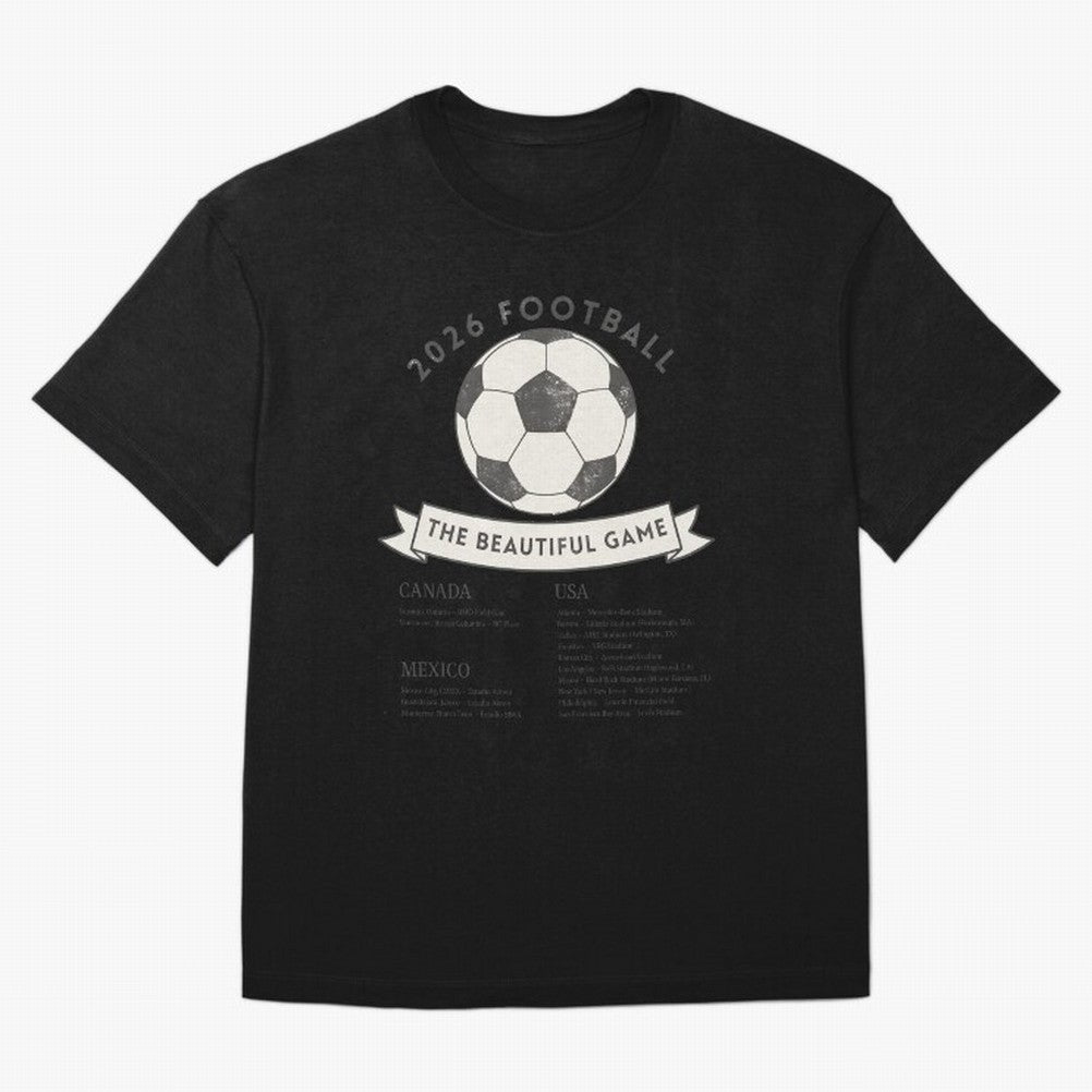 2026 Football Soccer Host Cities Beautiful Game Oversized T-Shirt Show Up for the Glory of FIFA World Cup 2026 USA Canada Mexico Spirit, Inspired by Portugal, Haaland, Retro Football Energy, Iconic Rivalries, Trophy Chase Drama and Stadium