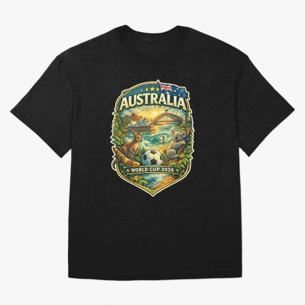 Australia FIFA World Cup 2026 Sydney Opera House Outback Kangaroo Coast Oversized T-Shirt Make Memories around FIFA World Cup 2026 USA Canada Mexico Spirit, Filled with France, Mbappe and Neymar, Football Festival Excitement, Trophy Ambitions,