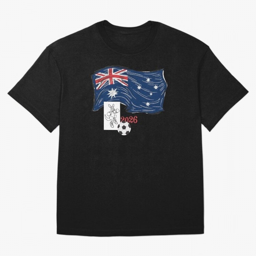 Australia 2026 Soccer Pride - Boxing Kangaroo & Dynamic Waving Flag. Oversized T-Shirt Bring Stadium Energy to FIFA World Cup 2026 Spirit, Highlighting Argentina and Brazil, Mbappe, Champion Mindset, Group Stage Buzz, Knockout Tension and