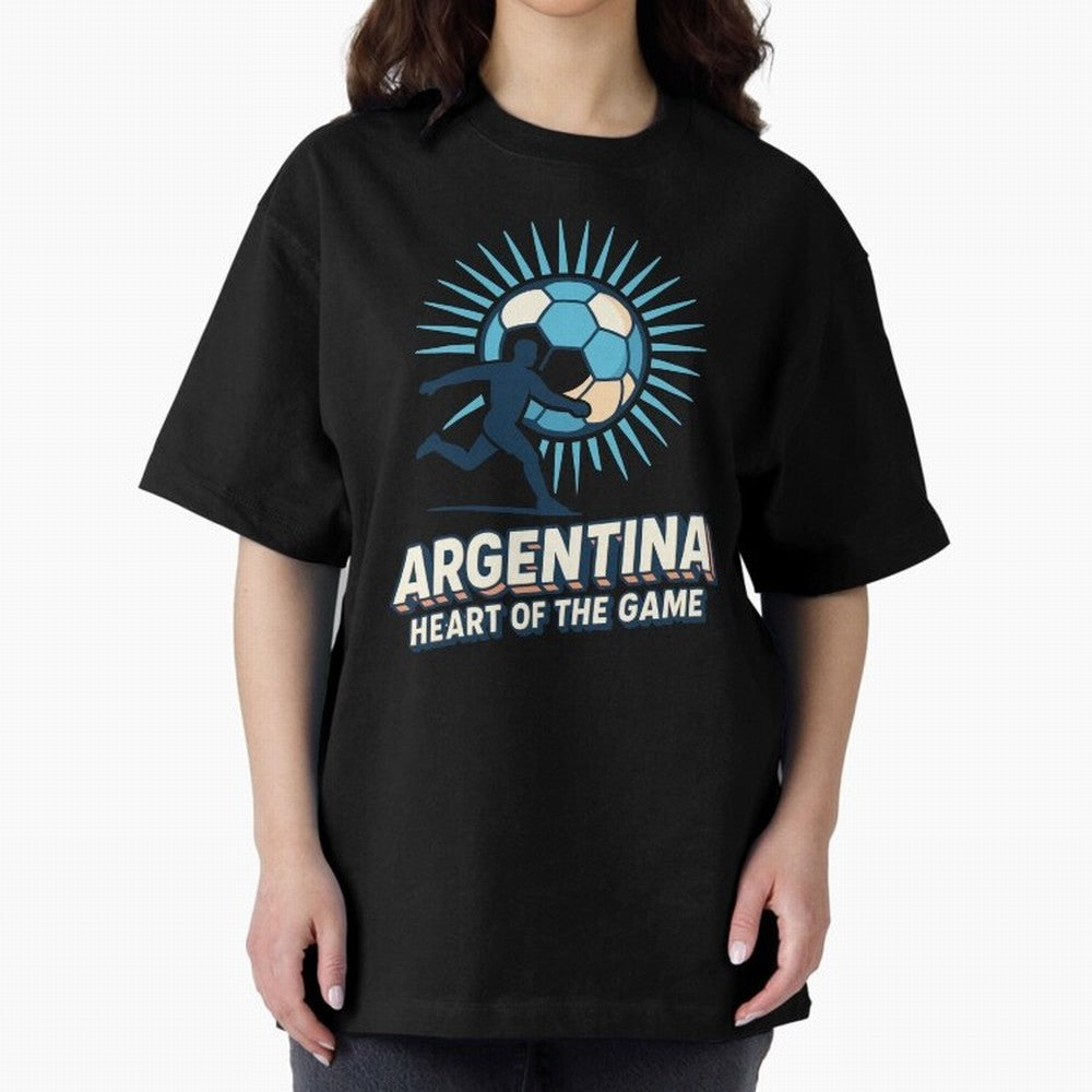 Argentina Heart of the Game ¨C Retro Soccer Fan Design Oversized T-Shirt Keep the Legacy of FIFA World Cup 2026 Group Stage for Fans of CR7 and Messi and Brazil, Bringing Tournament Hype, Historic Matchups, Family Viewing Parties and Global Sports
