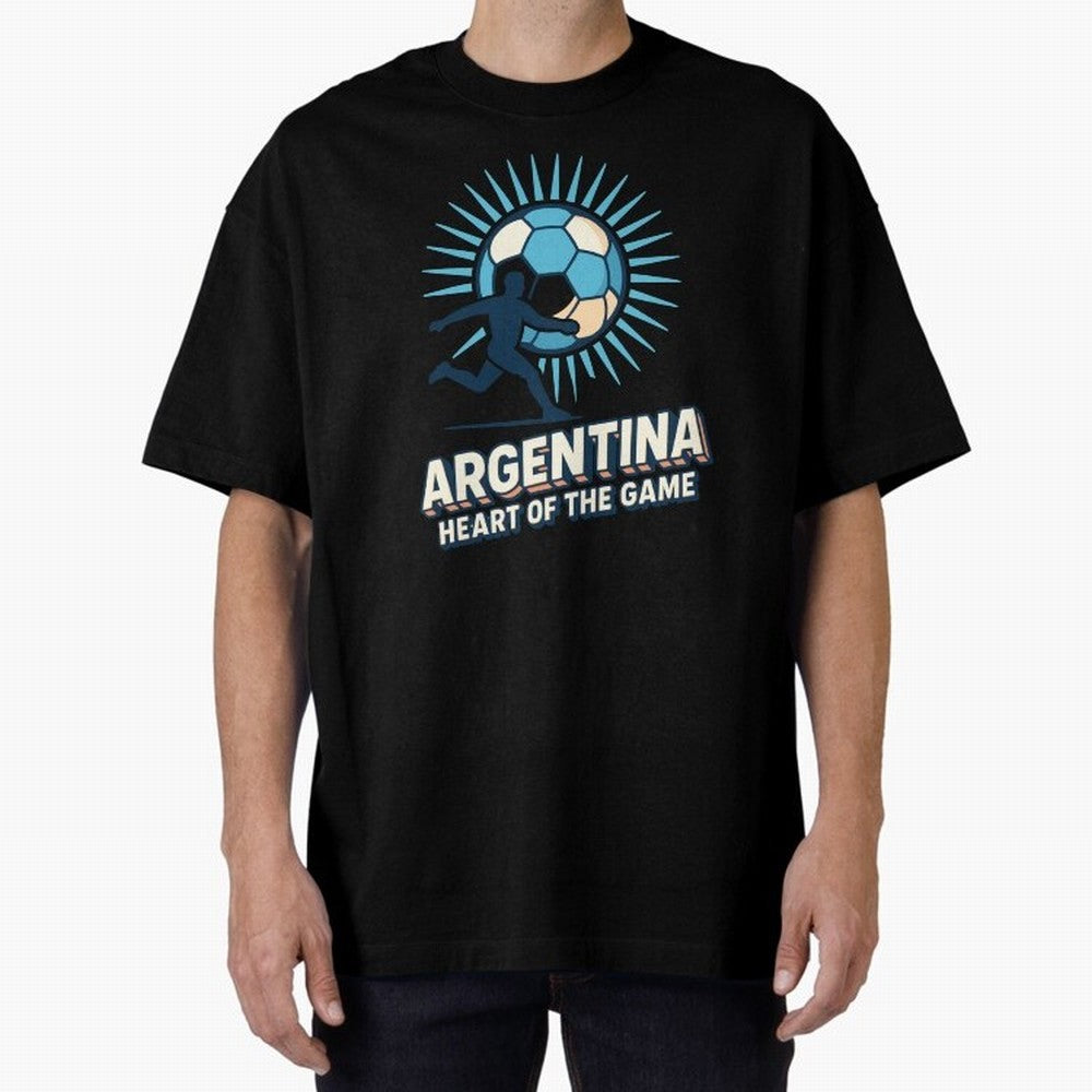 Argentina Heart of the Game ¨C Retro Soccer Fan Design Oversized T-Shirt Keep the Legacy of FIFA World Cup 2026 Group Stage for Fans of CR7 and Messi and Brazil, Bringing Tournament Hype, Historic Matchups, Family Viewing Parties and Global Sports