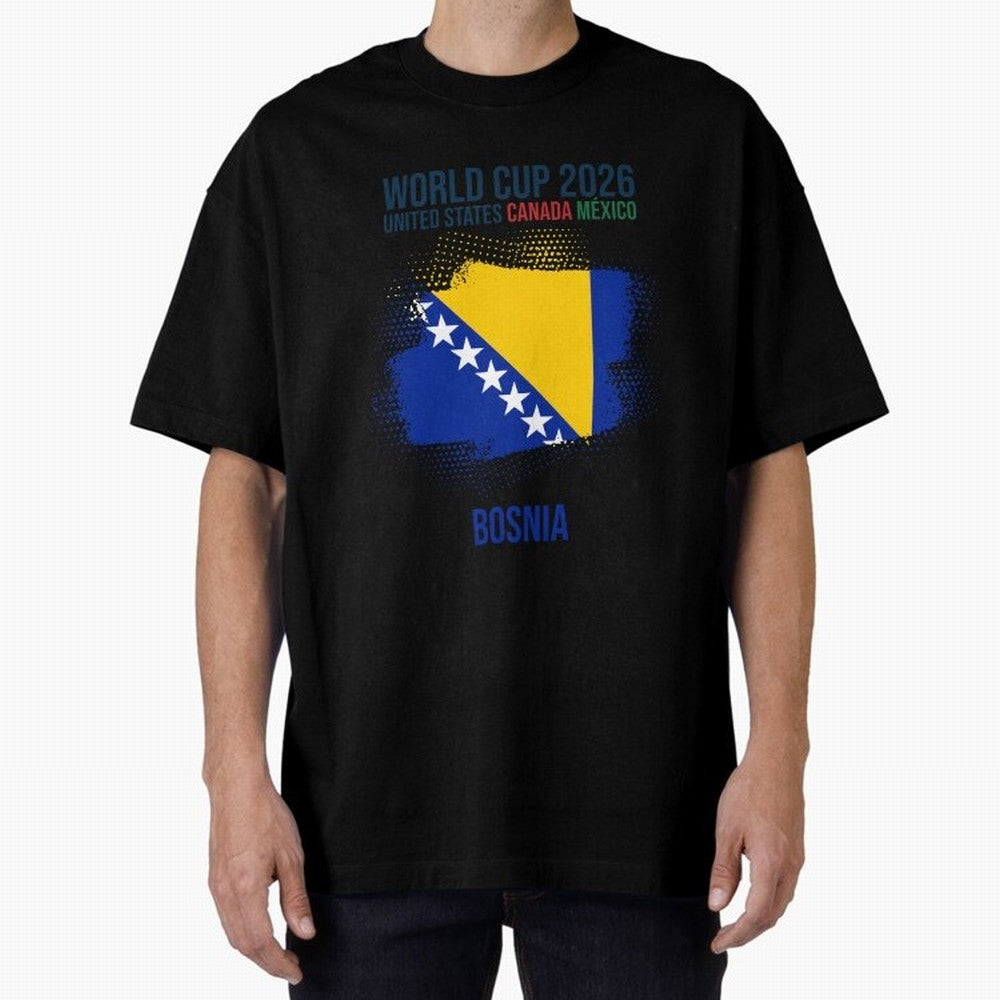 BOSNIA WORLD CUP 2026 Oversized T-Shirt Show Championship Spirit for FIFA World Cup 2026 USA Canada Mexico for Fans of Haaland and Mbappe and Argentina and Brazil, Bringing Championship Spirit, Famous Goals, Roaring Crowds and International