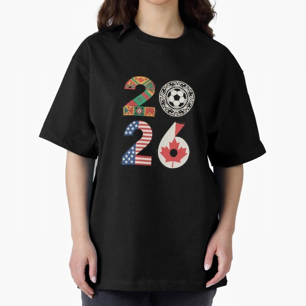 2026 Football Countries Design ¨C USA, Canada & Mexico Inspired Art Oversized T-Shirt Carry the Dream of FIFA World Cup 2026 for Fans of Messi and France and Portugal, Bringing Retro Football Energy, Iconic Rivalries, Trophy Chase Drama and Stadium