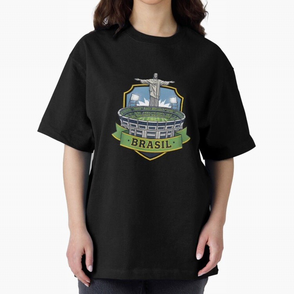 Brazil - World Cup 2026 Oversized T-Shirt Make Your Look Match FIFA World Cup 2026 Group Stage Spirit, Centered on Germany, Haaland and Mbappe, Retro Football Energy, Iconic Rivalries, Trophy Chase Drama and Stadium Atmosphere; Great for Watch