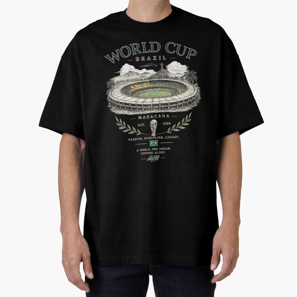 Brazil World Cup Maracana Streetwear Oversized T-Shirt Live the Energy of the FIFA World Cup 2026 Group Stage Journey through Mbappe Highlights, Portugal Pride, Goal Celebration Energy, Supporter Heritage, Football Icons and Worldwide Tournament