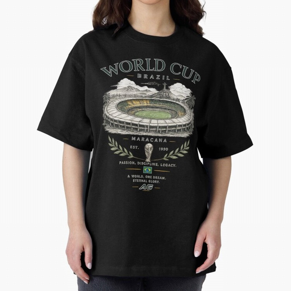 Brazil World Cup Maracana Streetwear Oversized T-Shirt Live the Energy of the FIFA World Cup 2026 Group Stage Journey through Mbappe Highlights, Portugal Pride, Goal Celebration Energy, Supporter Heritage, Football Icons and Worldwide Tournament