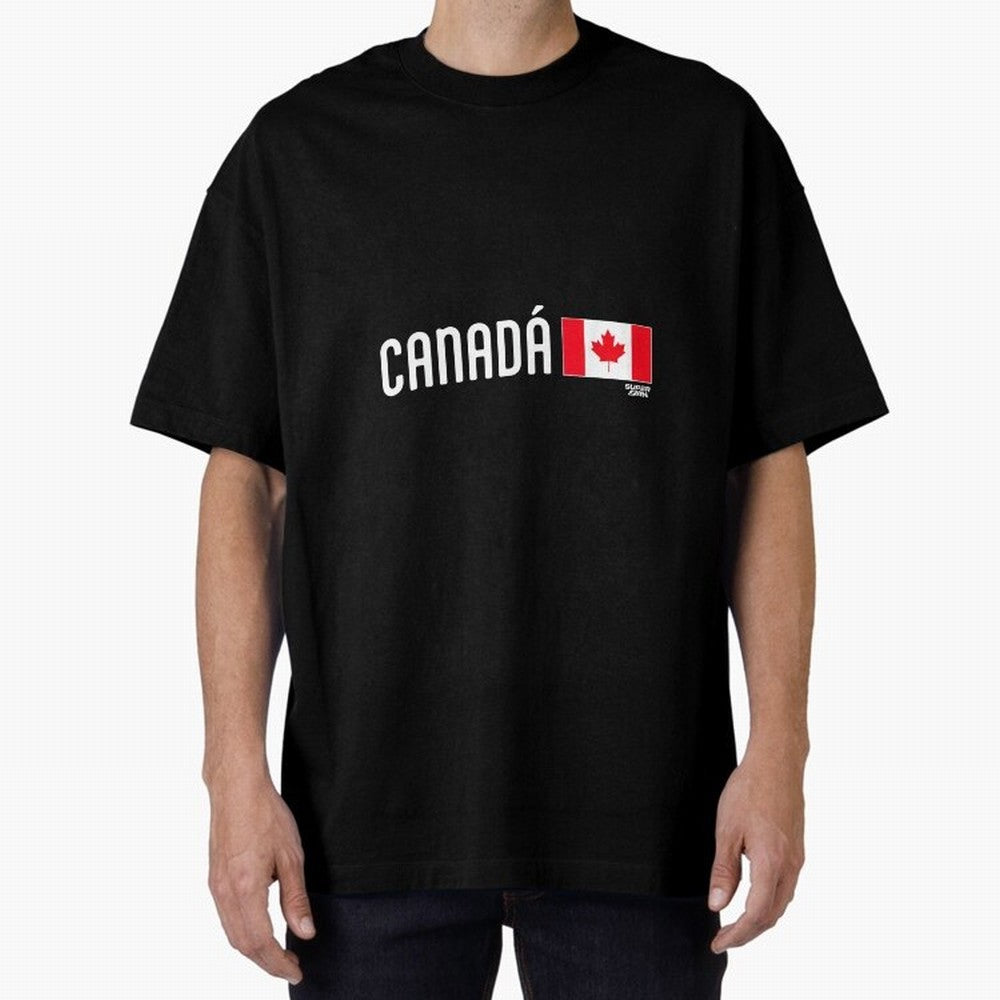 2026 Canada Soccer Fan World Cup Oversized T-Shirt Refresh Global Football Passion for FIFA World Cup 2026 USA Canada Mexico, with Cristiano Ronaldo, Brazil, Portugal and Argentina, Goal Celebration Energy, Supporter Heritage, Football Icons and