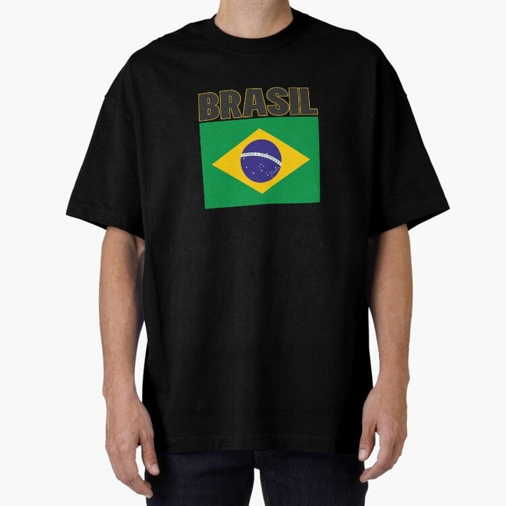 Brasil Flag Oversized T-Shirt Live for the Drama of Match Day Hype around FIFA World Cup 2026, Neymar, Haaland and Cristiano Ronaldo, Spain and Netherlands, Classic Soccer Heritage, Championship Pressure, Fan Loyalty and International Pride; Ideal