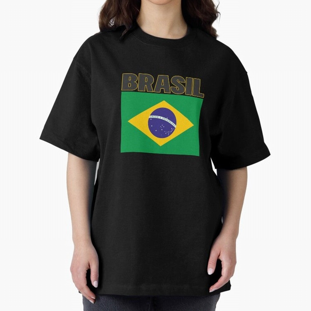 Brasil Flag Oversized T-Shirt Live for the Drama of Match Day Hype around FIFA World Cup 2026, Neymar, Haaland and Cristiano Ronaldo, Spain and Netherlands, Classic Soccer Heritage, Championship Pressure, Fan Loyalty and International Pride; Ideal