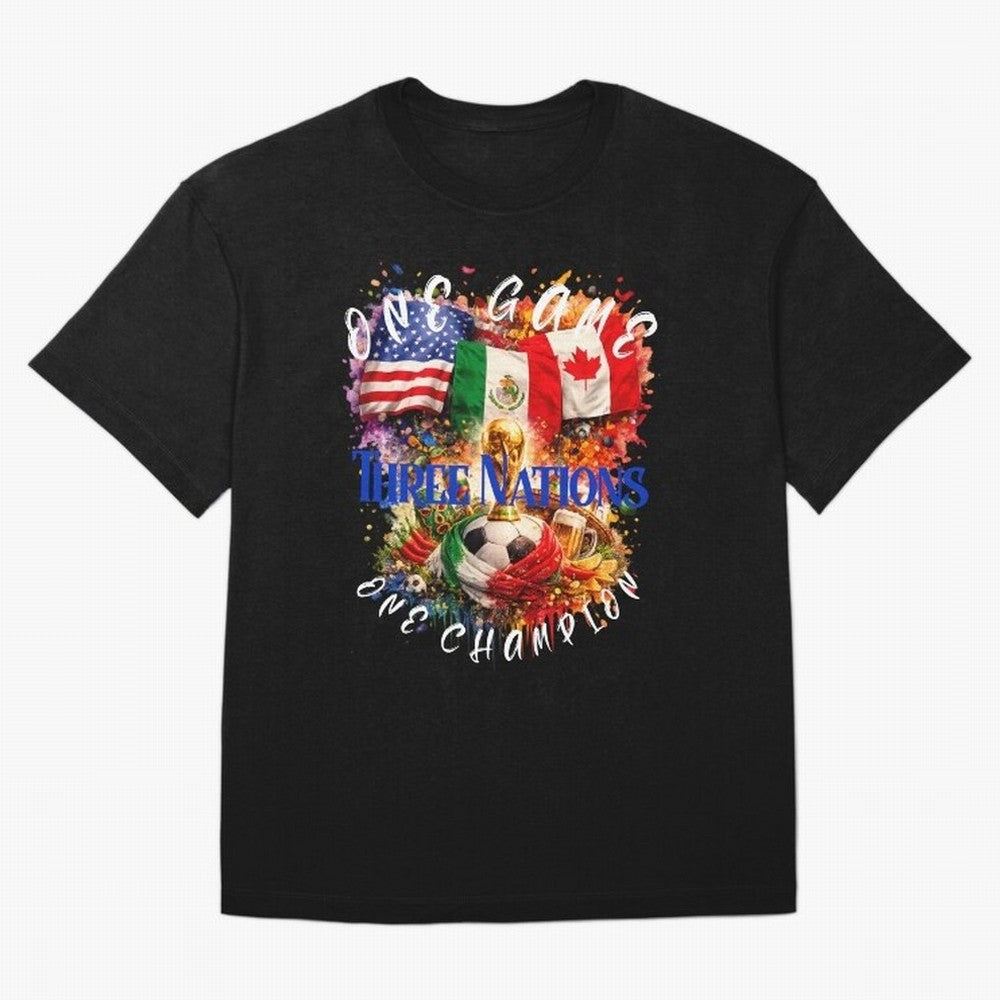 2026 World Cup Oversized T-Shirt Refresh Global Football Passion for FIFA World Cup 2026 USA Canada Mexico, Made for CR7 and Messi, Spain and Netherlands, Vintage Soccer Flavor, Modern Football Stars, National Flags and Final Night Emotion; Created