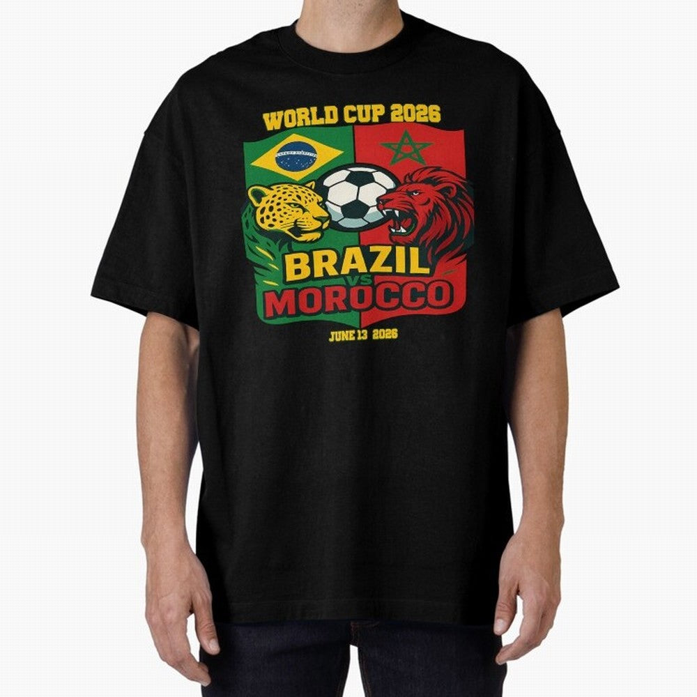 Brazil Vs Morocco June 13 2026 World Cup Soccer We Are Morocco Oversized T-Shirt Represent Football Lovers during FIFA World Cup 2026 Centered on Messi, Argentina and Brazil Energy, Stadium Memories, Football Loyalty, International Chants and