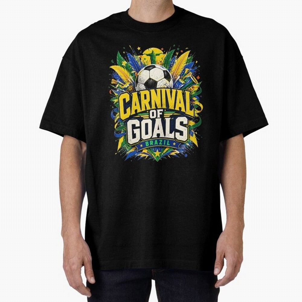 Carnival of Goals Brazil World Cup 2026 tshirt Oversized T-Shirt Spotlight Global Football Passion for FIFA World Cup 2026 Group Stage, Featuring Haaland and Mbappe, Portugal, Spain and Germany, Football Passion, Legendary Performances, Festival