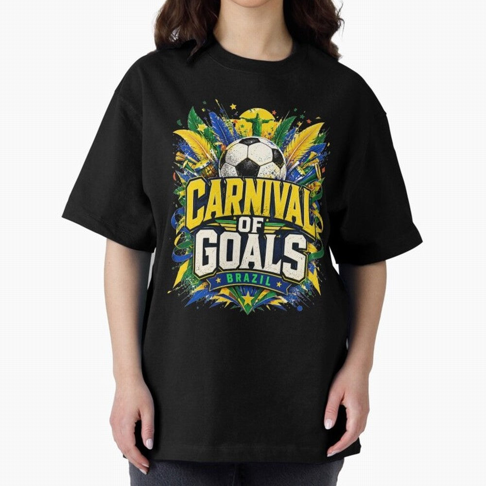Carnival of Goals Brazil World Cup 2026 tshirt Oversized T-Shirt Spotlight Global Football Passion for FIFA World Cup 2026 Group Stage, Featuring Haaland and Mbappe, Portugal, Spain and Germany, Football Passion, Legendary Performances, Festival