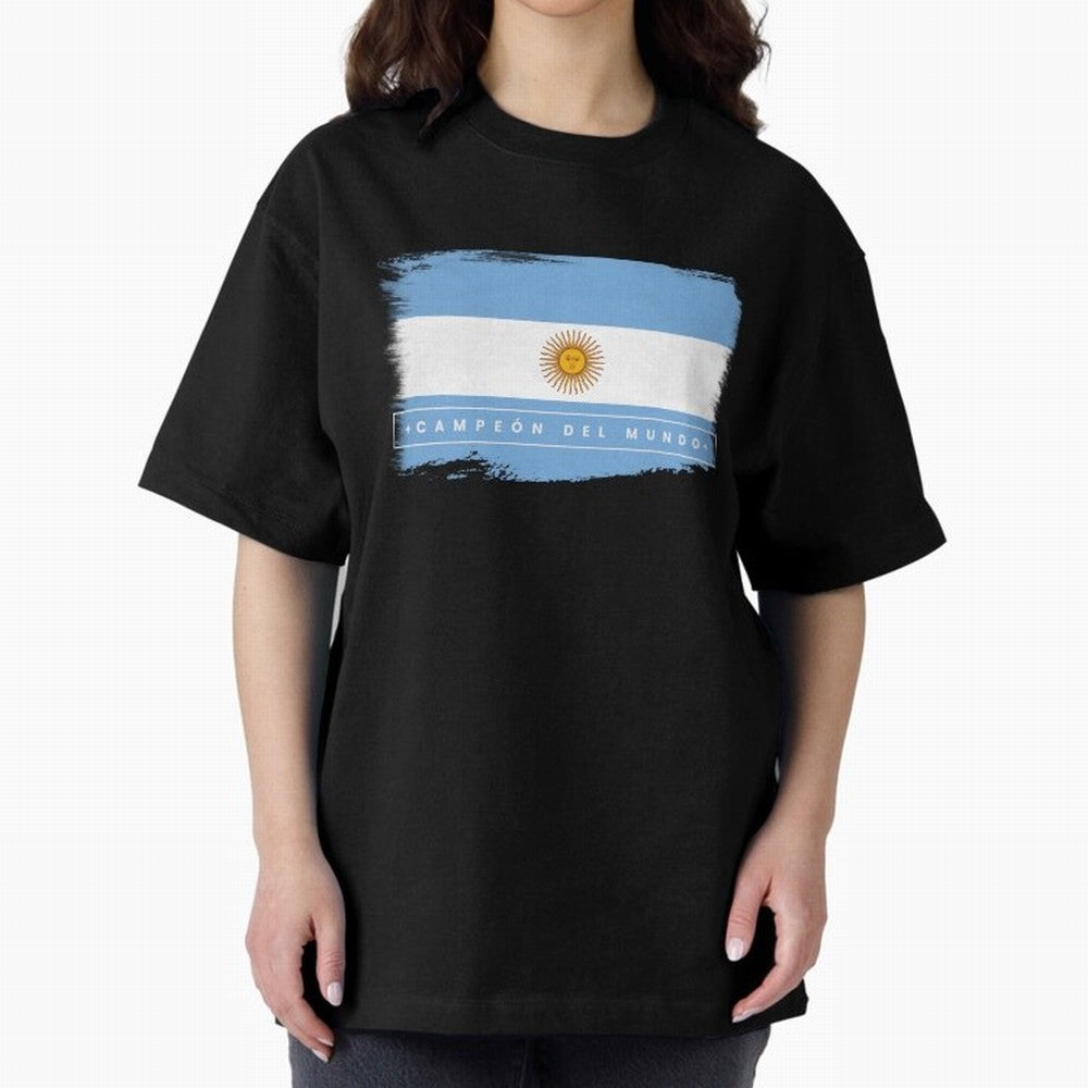 Argentina Campe¨®n del Mundo Oversized T-Shirt Share FIFA World Cup 2026 USA Canada Mexico for Fans of CR7 and Argentina, France and Brazil, Bringing Football Festival Excitement, Trophy Ambitions, Country Rivalries and Star Player Buzz; Perfect