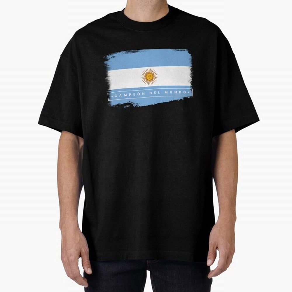 Argentina Campe¨®n del Mundo Oversized T-Shirt Share FIFA World Cup 2026 USA Canada Mexico for Fans of CR7 and Argentina, France and Brazil, Bringing Football Festival Excitement, Trophy Ambitions, Country Rivalries and Star Player Buzz; Perfect
