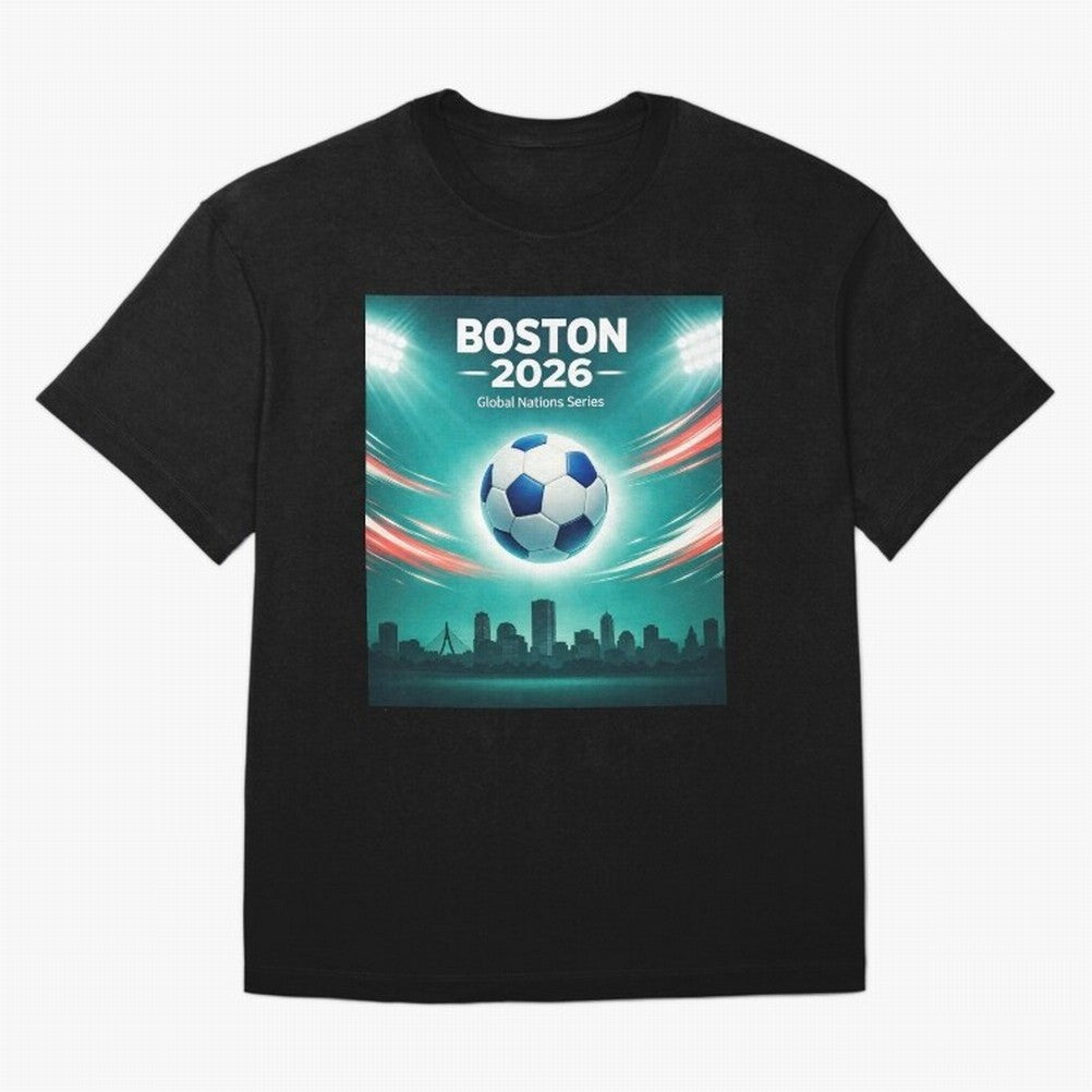 Boston 2026 Soccer Event Oversized T-Shirt Celebrate Golden Goal Energy in Global Football Passion for FIFA World Cup 2026, Capturing Haaland and Mbappe, Germany, Soccer Culture, Superstar Moments, National Team Dreams and Competitive Fire; Ideal