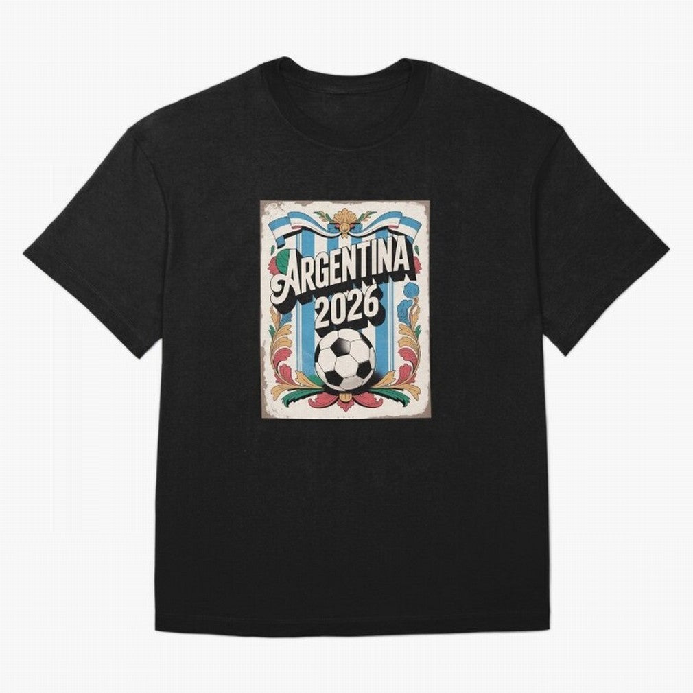 Argentina World Cup 2026 Filete Porte?o Vintage Football Poster - Buenos Aires Folk Art Fan Design Oversized T-Shirt Celebrate the Road through FIFA World Cup 2026 Spirit, Celebrating England, France and Netherlands, Haaland, Football History,