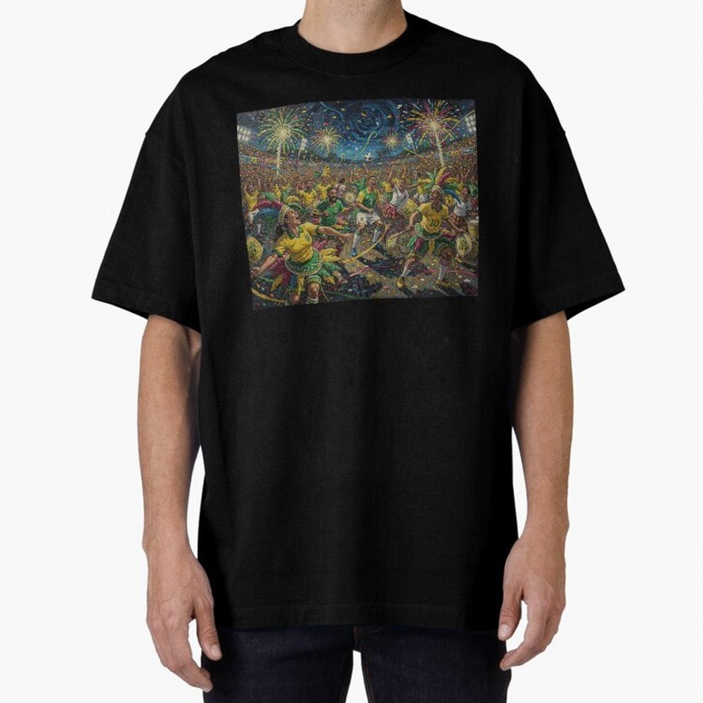 Celebration at Brazilian Football Match World Cup 2026 Vibes Oversized T-Shirt Show Up for the Glory of Global Football Passion for FIFA World Cup 2026 USA Canada Mexico, Featuring CR7, Spain, Worldwide Fan Energy, Dramatic Goals, Stadium Lights