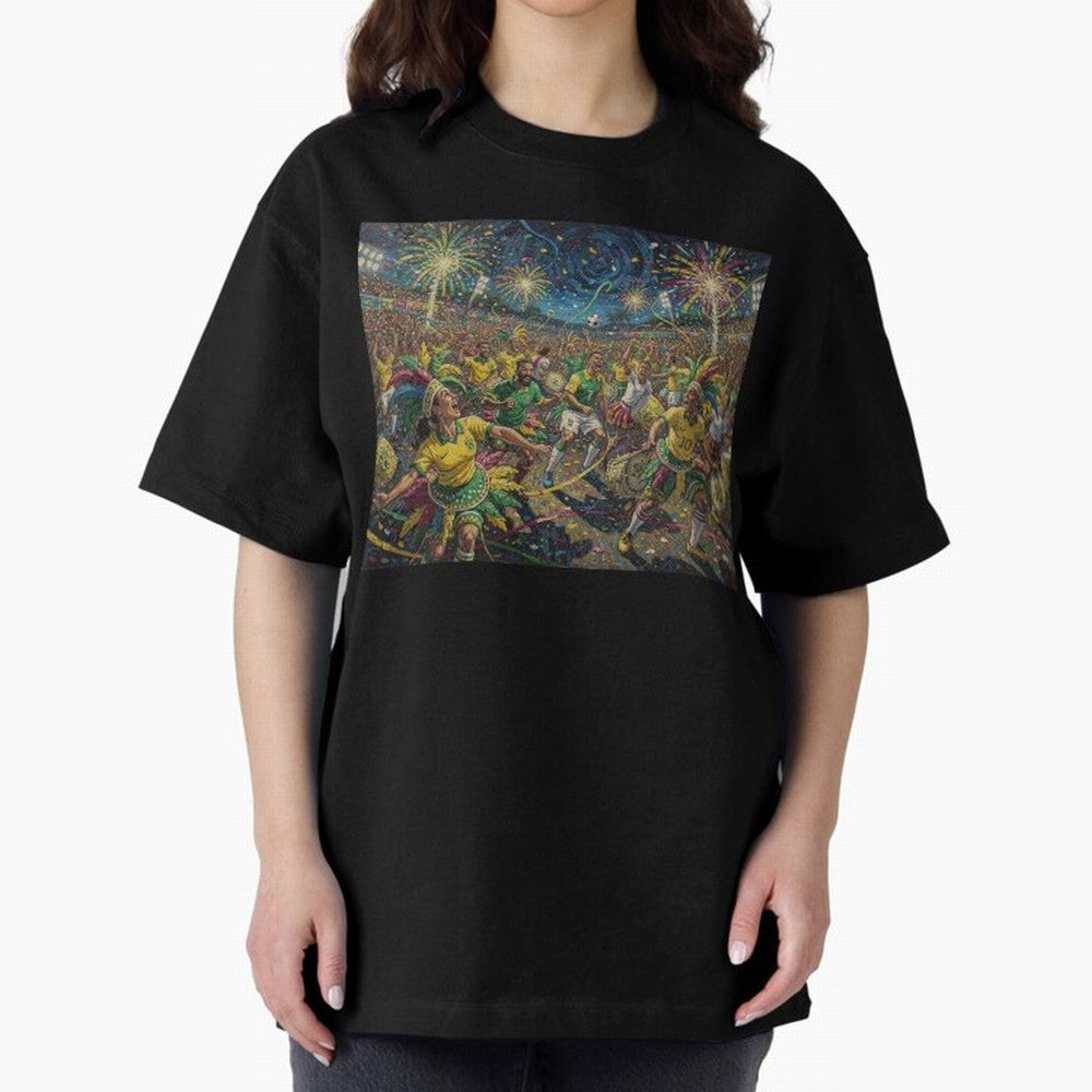 Celebration at Brazilian Football Match World Cup 2026 Vibes Oversized T-Shirt Show Up for the Glory of Global Football Passion for FIFA World Cup 2026 USA Canada Mexico, Featuring CR7, Spain, Worldwide Fan Energy, Dramatic Goals, Stadium Lights