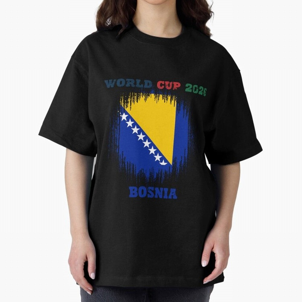 BOSNIA WORLD CUP 2026 Oversized T-Shirt Spotlight FIFA World Cup 2026 Group Stage Spirit, Centered on England, Mbappe, Global Supporter Spirit, Legendary Goals, National Colors and Tournament Celebration; Perfect for People Who Love Argentina,