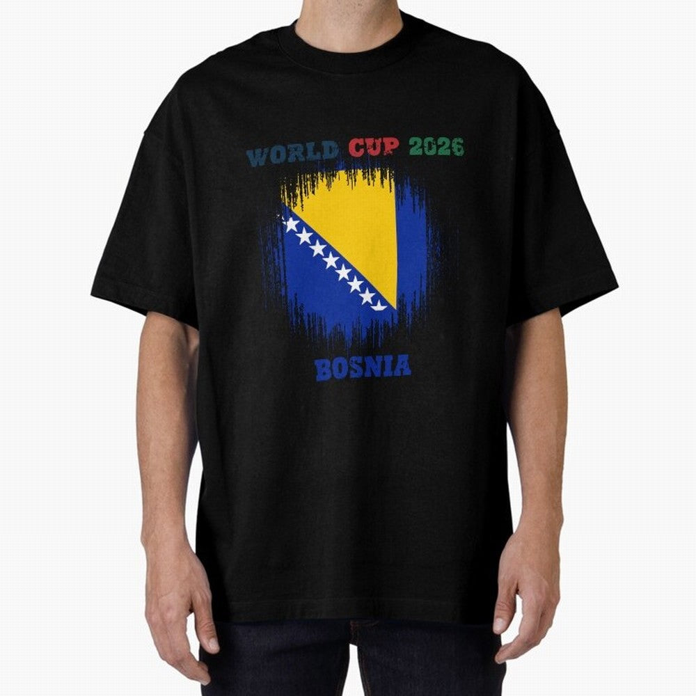 BOSNIA WORLD CUP 2026 Oversized T-Shirt Spotlight FIFA World Cup 2026 Group Stage Spirit, Centered on England, Mbappe, Global Supporter Spirit, Legendary Goals, National Colors and Tournament Celebration; Perfect for People Who Love Argentina,