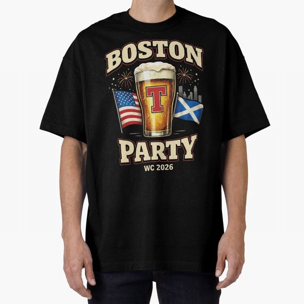 Boston T?Party Scotland Football WC 2026 Oversized T-Shirt Turn Every Weekend Toward Match Day Hype around FIFA World Cup 2026 Group Stage, Cristiano Ronaldo, Haaland and CR7, Brazil, Portugal and Argentina, Supporter Pride, Iconic Celebrations,