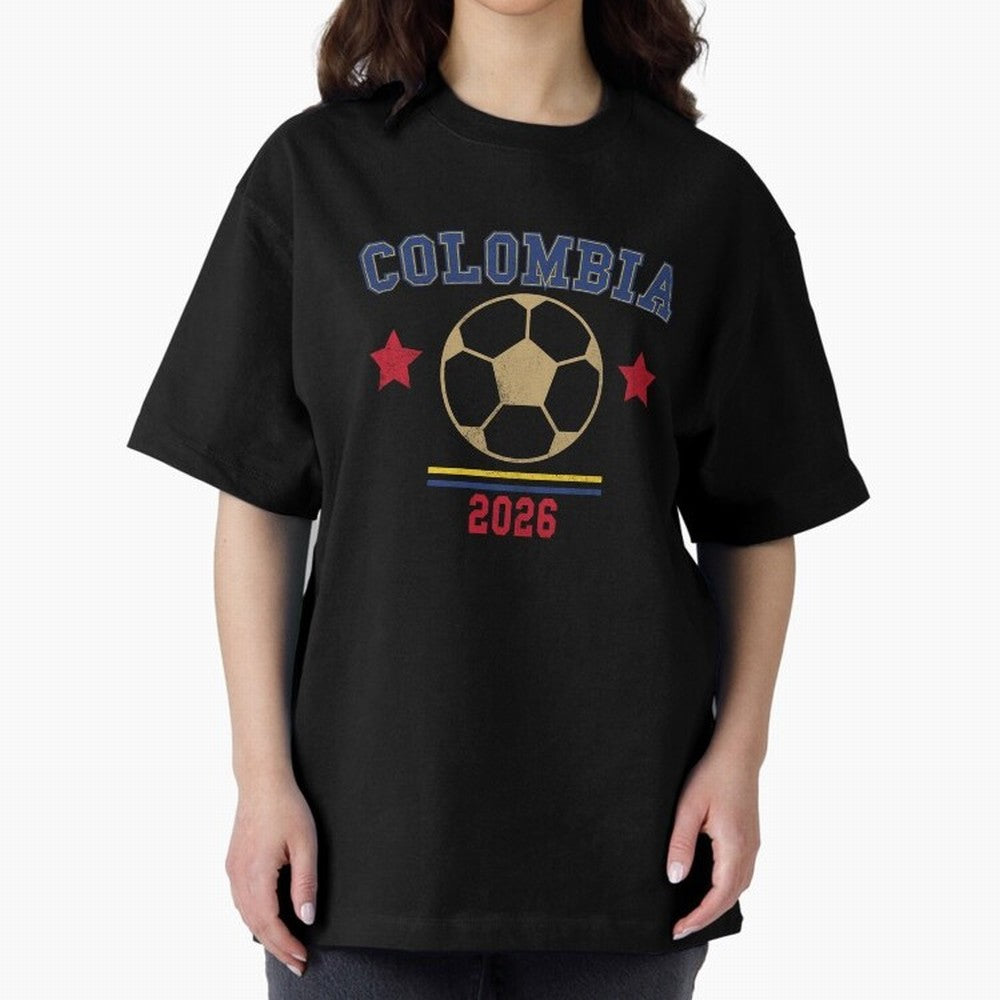 Colombia ¡ª Vintage Soccer Tee Oversized T-Shirt Celebrate Football Dreams Across FIFA World Cup 2026 Group Stage Featuring Haaland and Mbappe, Argentina, France and Brazil Energy, Soccer Culture, Superstar Moments, National Team Dreams and