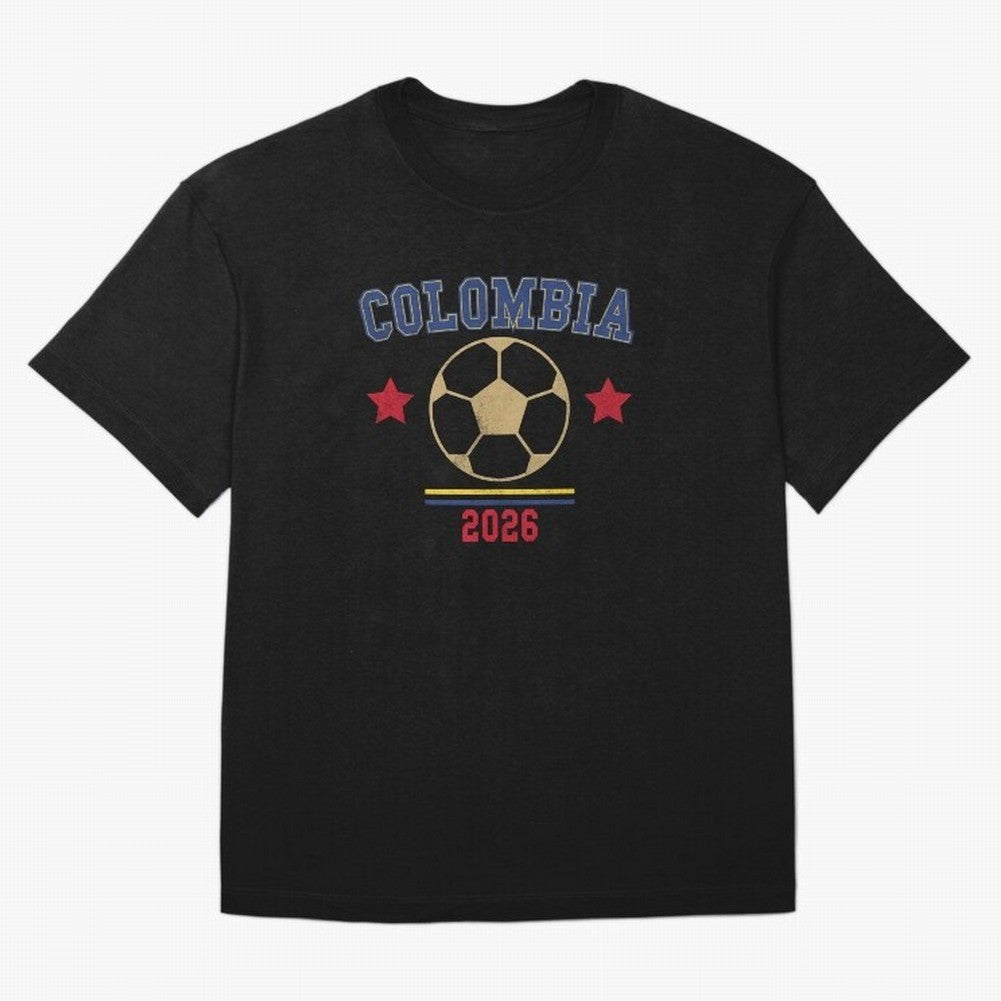 Colombia ¡ª Vintage Soccer Tee Oversized T-Shirt Celebrate Football Dreams Across FIFA World Cup 2026 Group Stage Featuring Haaland and Mbappe, Argentina, France and Brazil Energy, Soccer Culture, Superstar Moments, National Team Dreams and