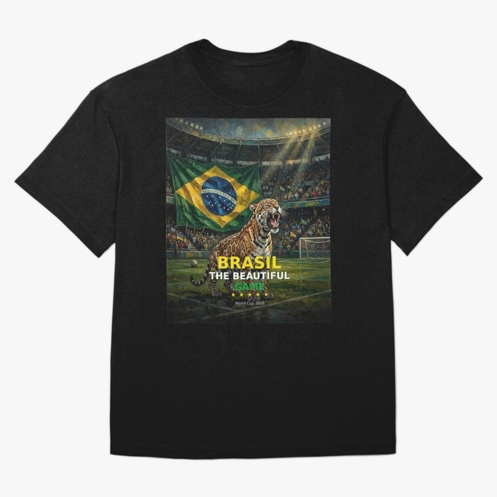 Brasil The Beautiful Game - World Cup 2026 Soccer Fan Tee Oversized T-Shirt Honor Football Greatness during Global Football Passion for FIFA World Cup 2026, Highlighting CR7 and Messi, Brazil, Portugal and Argentina, Goal Celebration Energy,