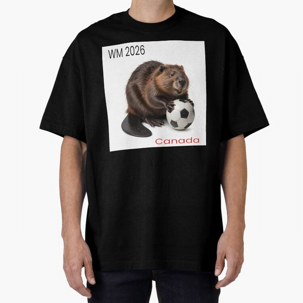 Canadian beaver invites you to World Cup 2026 in USA, Canada and Mexico Oversized T-Shirt Celebrate Fan Favorites in FIFA World Cup 2026 for Fans of Messi, CR7 and Mbappe and France and Portugal, Bringing Football Passion, Legendary Performances,
